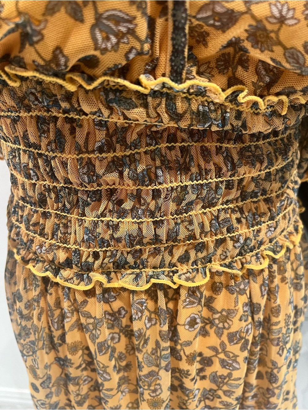 Max Studio Mustard Floral Midi Dress - Picture 5 of 8